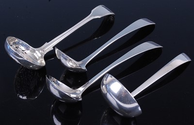 Lot 2110 - A Victorian silver sauce ladle, in the Fiddle...