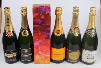 Lot 1210 - Six bottles of non-vintage champagne, being...