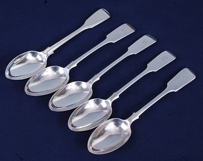 Lot 2112 - A set of four Edwardian silver dessert spoons,...