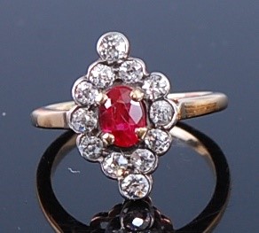 Lot 2307 - A yellow and white metal, synthetic ruby and...