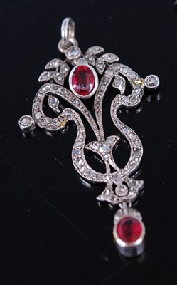 Lot 2317 - A white metal Edwardian ruby and diamond...