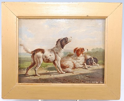 Lot 318 - English school, Three spaniels within...