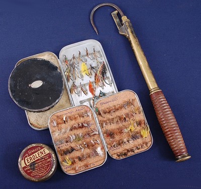 Lot 360 - A Hardy Bros. brass telescopic gaff with a...