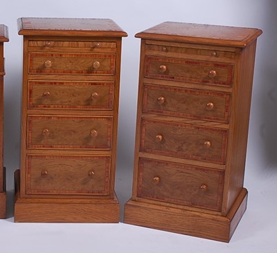 Lot 2611 - A pair of oak and burr oak bedside...