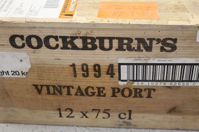 Lot 1355 - Cockburn's vintage port, 1994, twelve bottles...