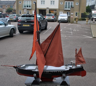 Lot 67 - A wooden scratch built model of a twin mast...