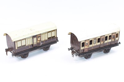 Lot 272 - Two Gauge 1, 4-wheel LNWR coaches, Marklin,...