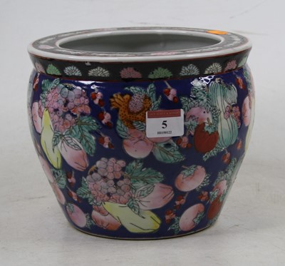 Lot 5 - A 20th century Chinese stoneware goldfish bowl,...