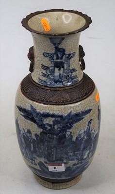 Lot 8 - A Chinese Nanking blue & white crackle glazed...