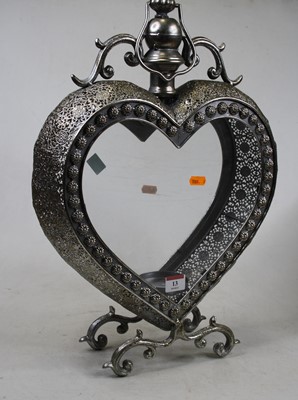 Lot 13 - A contemporary metal heart shaped lantern,...