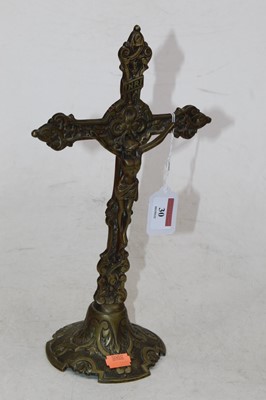 Lot 30 - A Victorian brass crucifix, inscribed INRI...