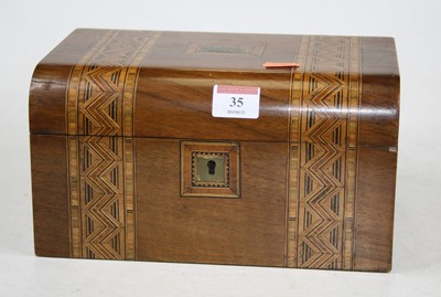 Lot 35 - A Victorian Tunbridge inlaid walnut work box,...