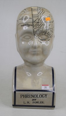 Lot 20 - A reproduction Fowler phrenology bust, height...