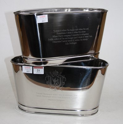Lot 21 - A pair of contemporary nickel plated champagne...
