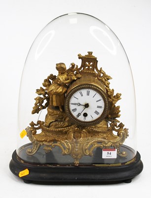 Lot 54 - A 19th century French gilt metal mantel clock,...