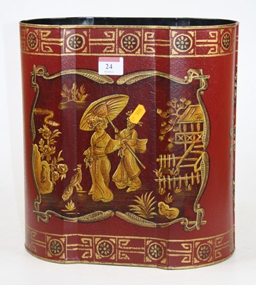 Lot 24 - A reproduction toleware waste paper basket,...