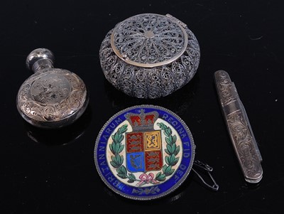 Lot 343 - A silver small pocket fruit knife, together...