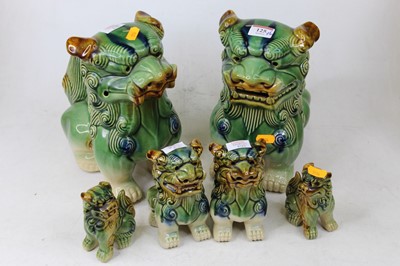 Lot 125 - A pair of modern Chinese Sancai glazed pottery...