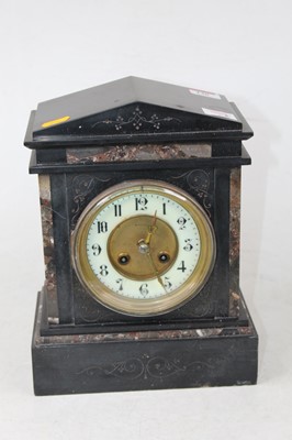 Lot 136 - A late Victorian black slate and marble cased...