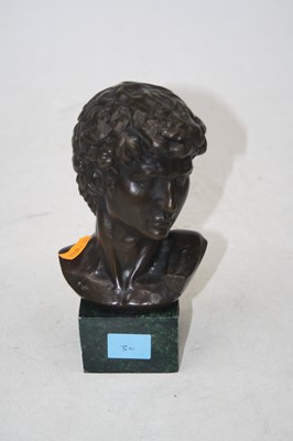 Lot 170 - A Roman style bronze bust on hardstone plinth,...