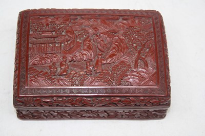 Lot 172 - A Chinese cinnabar lacquer table box and cover,...