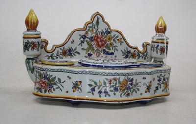 Lot 173 - A French faience inkstand, 20th century, width...