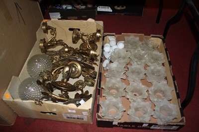 Lot 162 - A pair of brass wall light fittings, each...