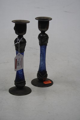 Lot 207 - A pair of Arts & Crafts white metal and blue...