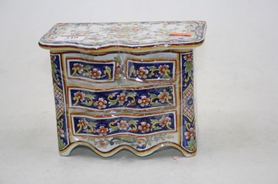 Lot 210 - A continental faience commode chest, w.18cm