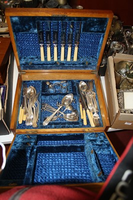 Lot 238 - A late Victorian oak cutlery canteen and part...