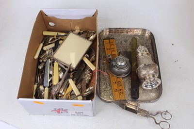 Lot 239 - Sundry loose flatware, plated sugar caster,...