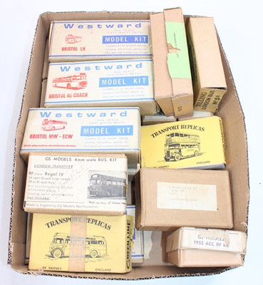 Lot 1470 - One box containing 16 built white metal bus...