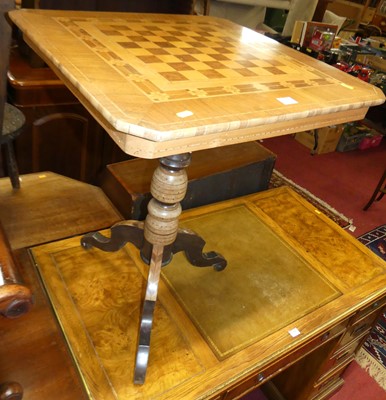 Lot 1379 - A walnut & satinwood inlaid chessboard topped...