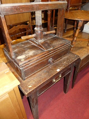 Lot 1386 - A 19th century oak and fruitwood book press...