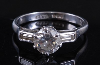 Lot 2175 - A platinum diamond solitaire ring, comprising...