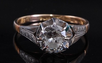 Lot 2565 - A yellow and white metal diamond solitaire...