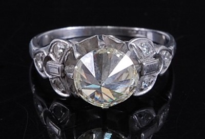 Lot 2184 - A white metal diamond solitaire ring,...