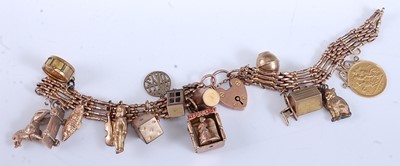 Lot 2501 - A 9ct yellow gold four-bar gatelink bracelet,...