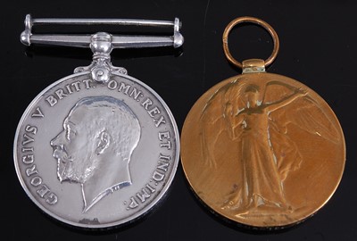 Lot 266 - A WW I Casualty British War and Victory pair,...