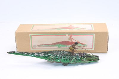 Lot 876 - Einfalt clockwork and tinplate crocodile with...