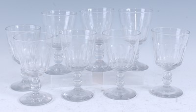 Lot 2098 - A set of eight early Victorian pedestal wine...
