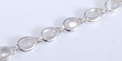 Lot 2505 - A white metal moonstone bracelet, with...