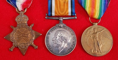 Lot 273 - A WW I trio to include 1914-15 Star, naming T2-...
