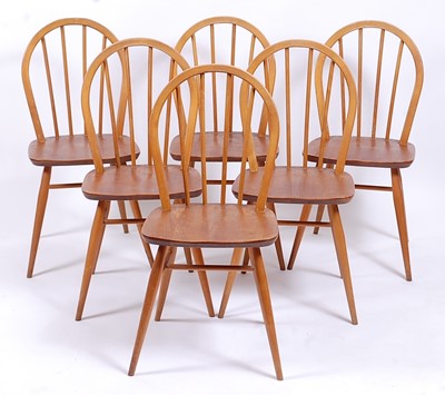 Lot 513 - A set of six Ercol 1960s light elm stickback...