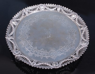 Lot 2124 - A Victorian silver circular salver,  having...