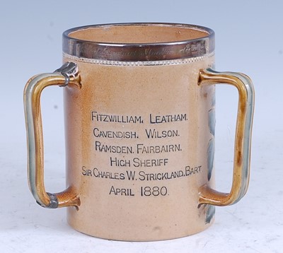 Lot 1 - An 1882 Doulton Lambeth stoneware tyg, the...