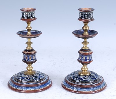 Lot 10 - A pair of circa 1900 Doulton Lambeth stoneware...