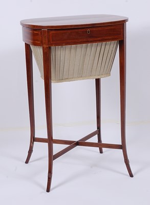 Lot 2455 - A late Georgian mahogany and inlaid needlework...