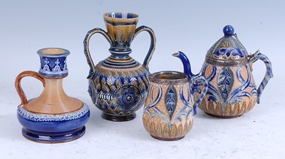 Lot 30 - A circa 1878 Doulton Lambeth stoneware teapot,...