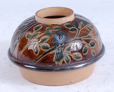 Lot 51 - An 1880 Doulton Lambeth stoneware oil lamp...